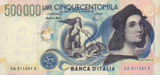 Banconota lira italiana, personaggi illustri. Raffaello